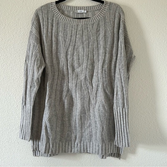VINCE Wool Cashmere Blend 3-D Waterfall Stripe Knit Flaw Sweater Women Sz Medium - Picture 1 of 9